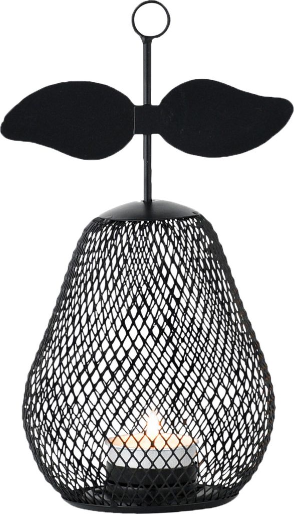 Marrakesch Aesthetic Deko Aesthetic Teelichthalter aus Metall 23 cm groß | Kerzenständer Pear Schwarz als Garten Wohnzimmer Tisch Deko | Moderne ...