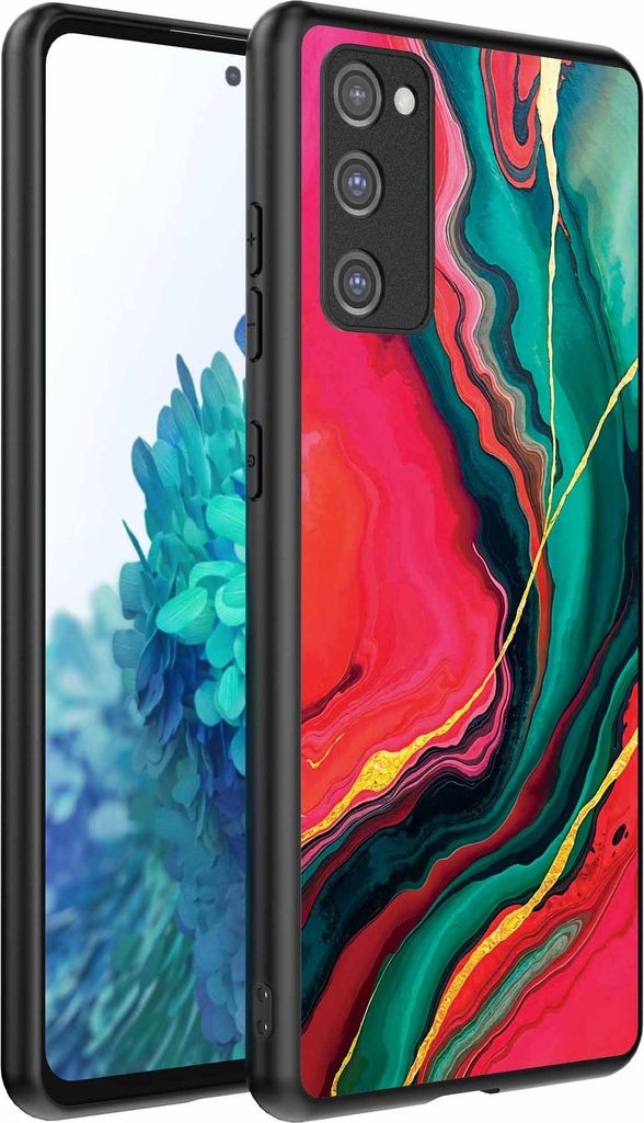 Geeignet für Samsung Galaxy S20 FE Telefon Fall mit roten grünen Marmor Print - TPU Backcover Fall rot grün Marmor Design - Smartphonica