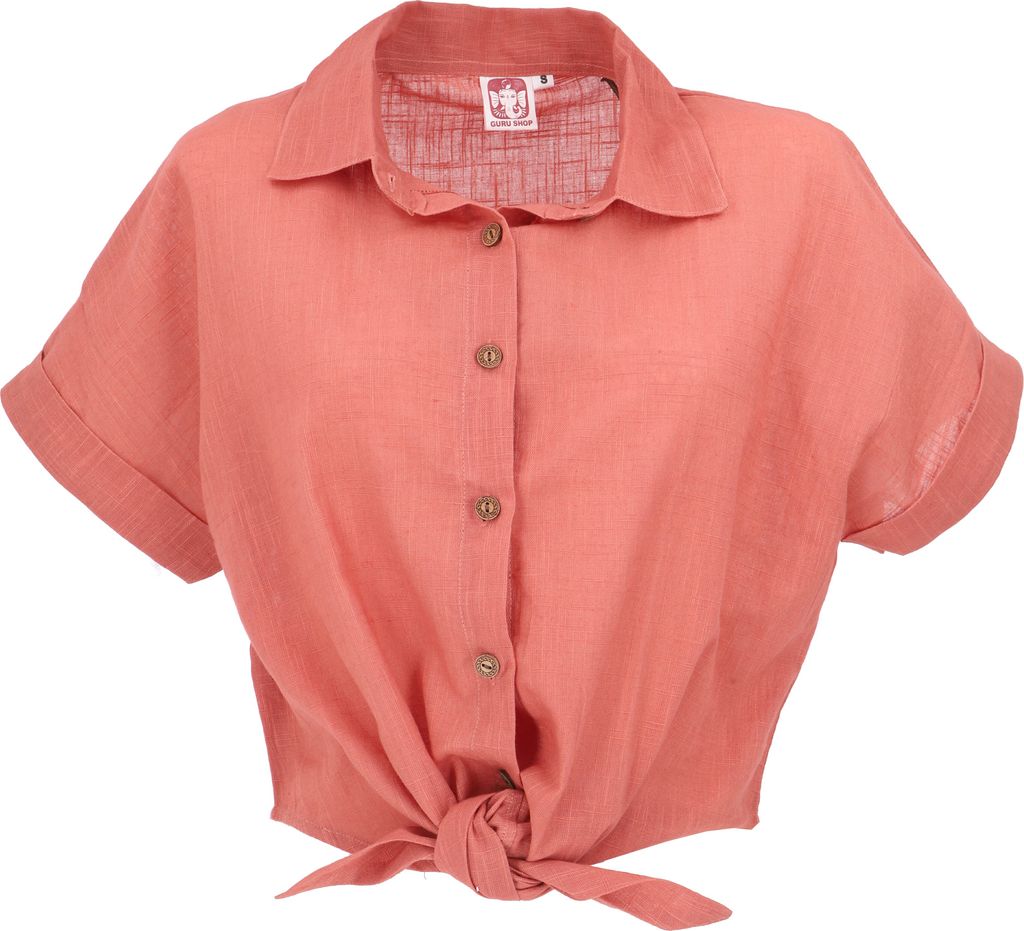 Leichte Baumwoll Bluse, Sommerbluse zum Binden - Siena, Damen, Orange, Baumwolle, Größe: M