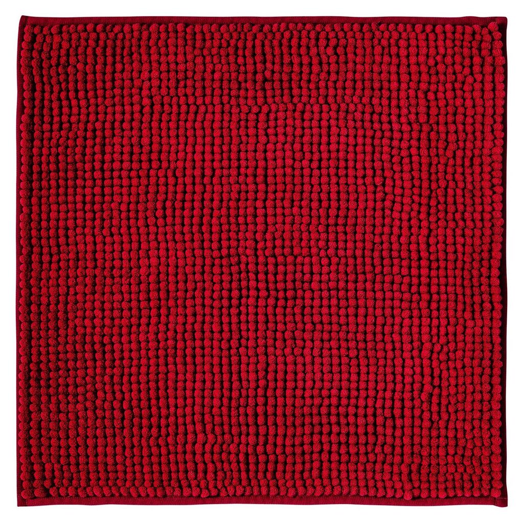 Rutschfeste Badematte | Kombinierbar als Badematten-Set | Waschbare Chenille-Badematte | Duschmatte für Dusche, Badewanne und WC | Rot – 45 x 45 cm