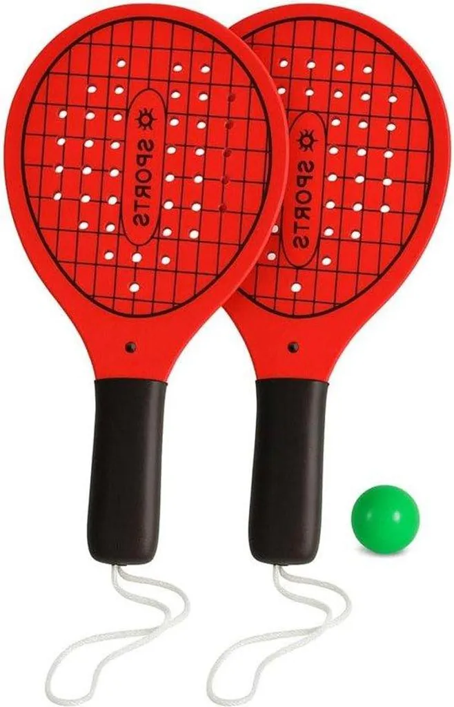 Raquette Tennis Plage Bois Manche EVA Antidérapant Confort de Jeu Supérieur