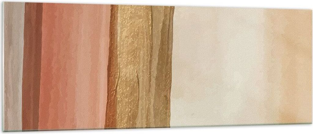 Bilder auf glas - Einteilig - Gold Abstraktion Linien - 140x50cm - Glasbilder - Wandbilder - Bilder - zum Aufhängen bereit - Wanddekoration aus Gl...