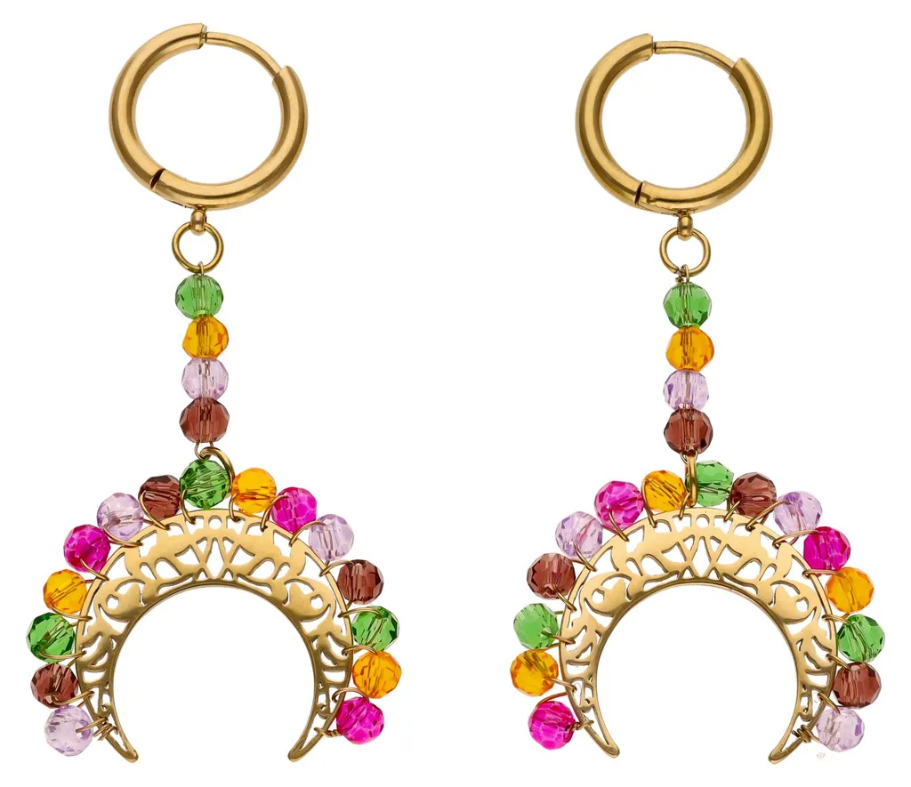 Boucles d'oreilles violettes pour soirée, bijoux dorés femme mariage chic