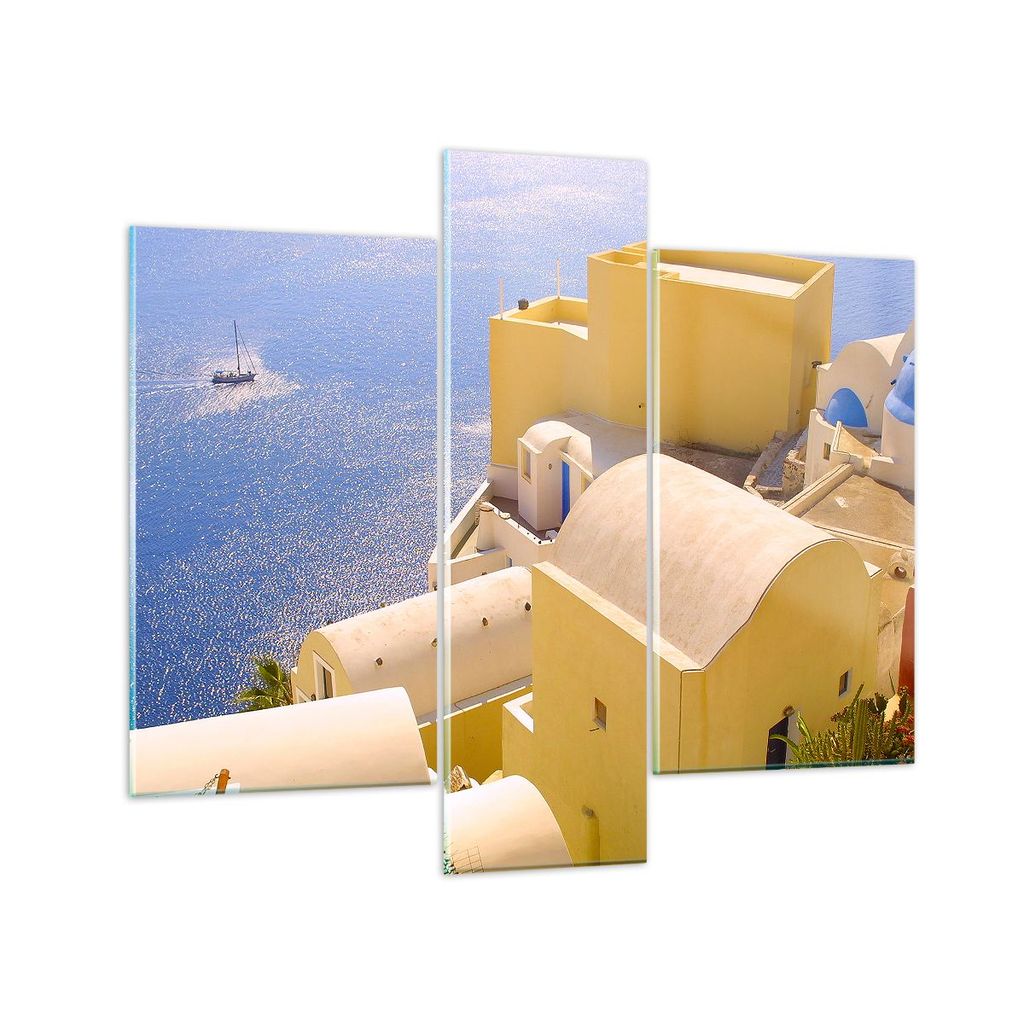 Bilder auf glas - Haus wohnung gebäude griechenland - 95x80cm - Glasbilder - Wandbilder - Kunstdruck - zum Aufhängen bereit - Wanddekoration aus ...