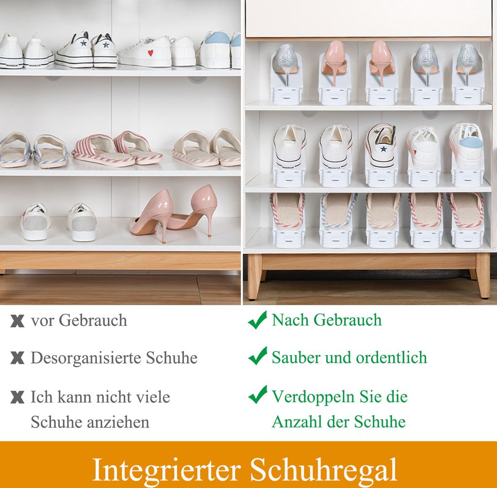 YUENFONG 30er Set Verstellbarer Schuhregale rutschfest Produktbild 3