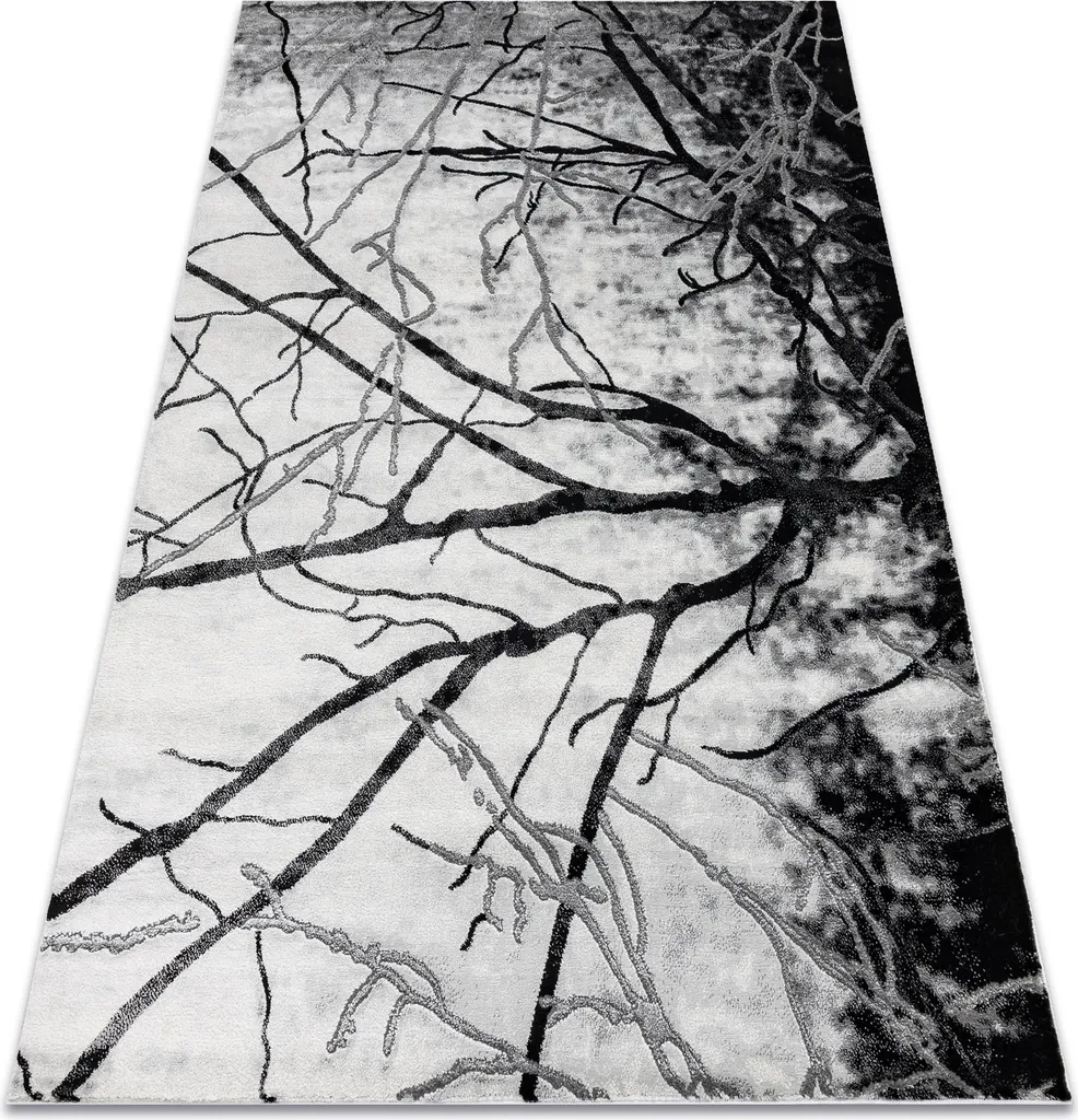 Tapis Antistatique Facile à Nettoyer Gris Argenté Motif Arbre 180x270