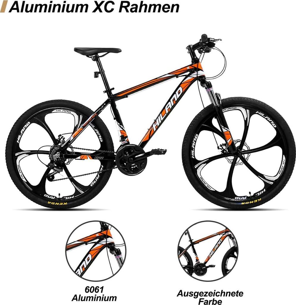 HILAND Mountainbike 26 Zoll mit 21 Gang, Aluminiumrahmen, Produktbild 7