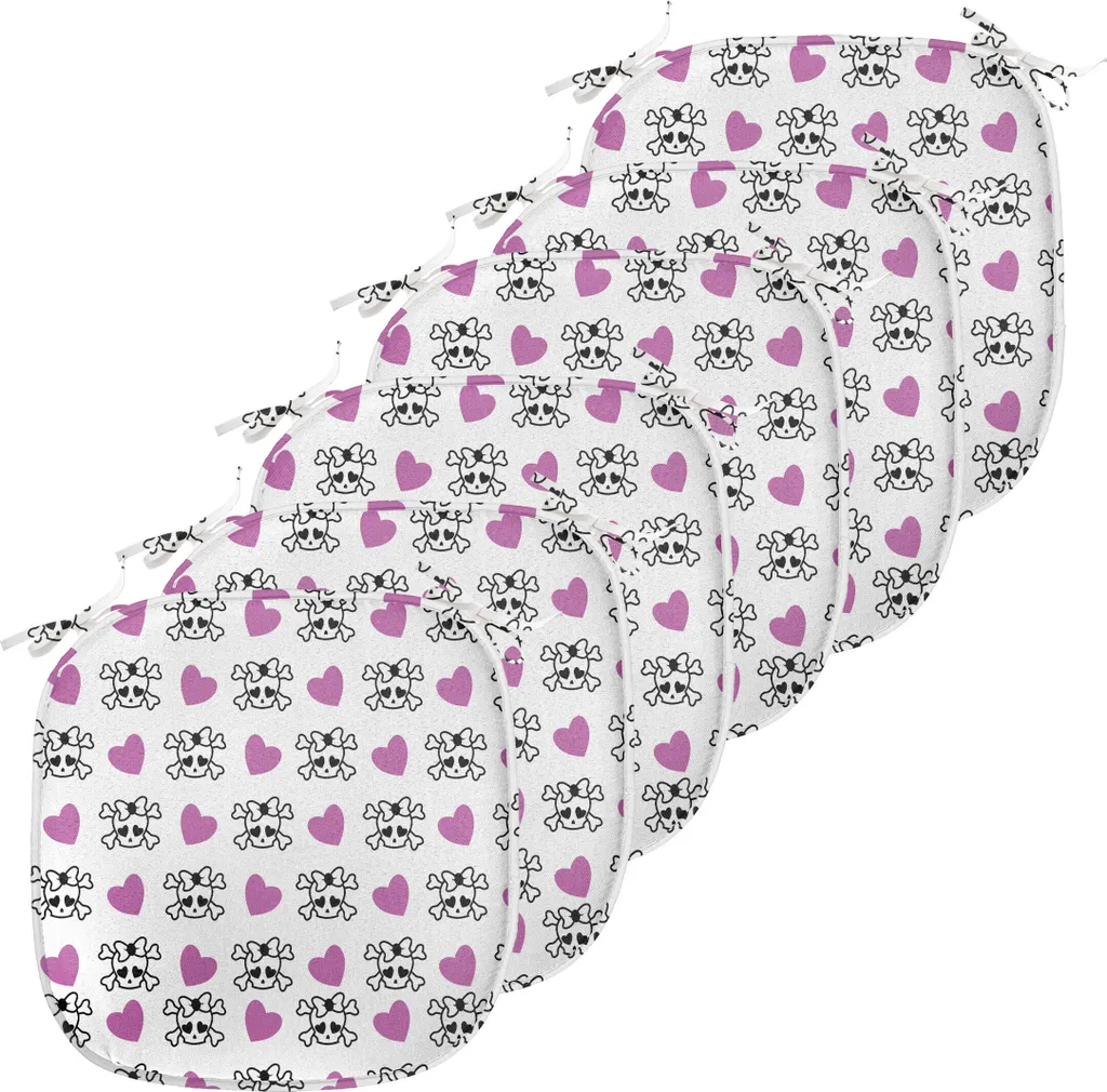 ABAKUHAUS Lot de 6 Coussins de Chaise 40x40cm Crânes Emo Funky Violet
