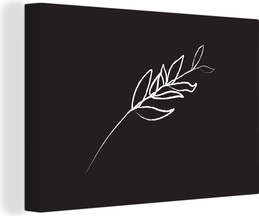 OneMillionCanvasses - Leinwandbilder - 140x90 cm, Linienkunst - Blätter - Minimalismus, Wandbilder Kunstdruck Wanddekoration - Foto auf Leinwand...