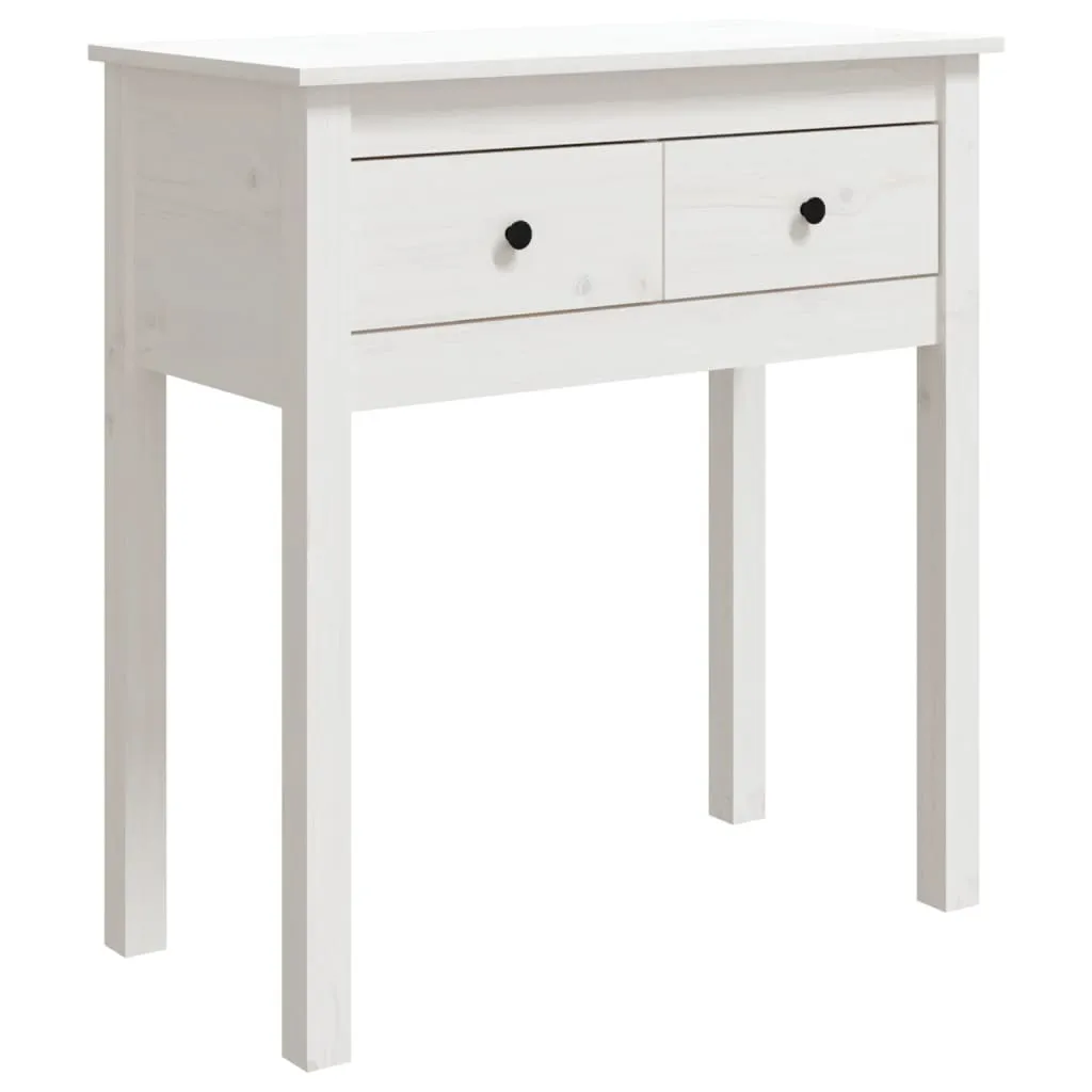 Tavolino Consolle Shabby Bianco 70 cm in Legno Pino Massiccio