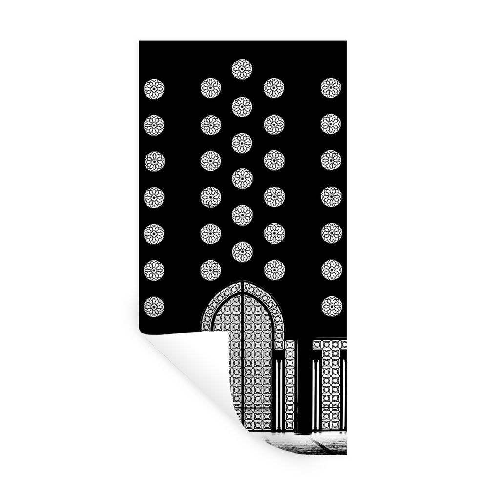 MuchoWow Wandtattoo Wandsticker Wandaufkleber Architektur - Schwarz - Weiß - Muster 80x160 cm Selbstklebend und Repositionierbar - Sticker - Dek...