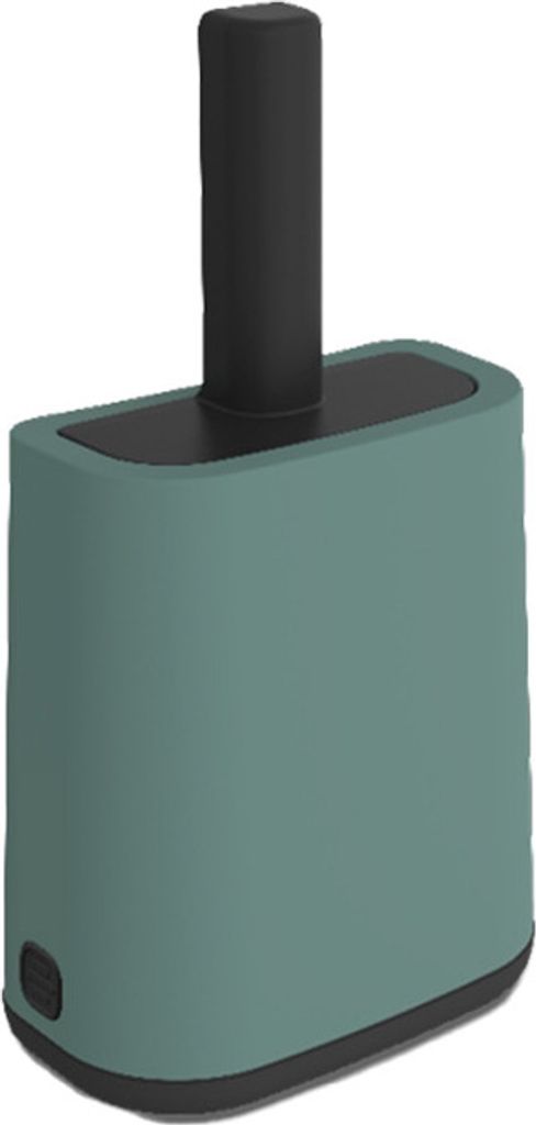 A teal and black pet waste scoop with a black handle, shown from a three-quarter angle against a white background.