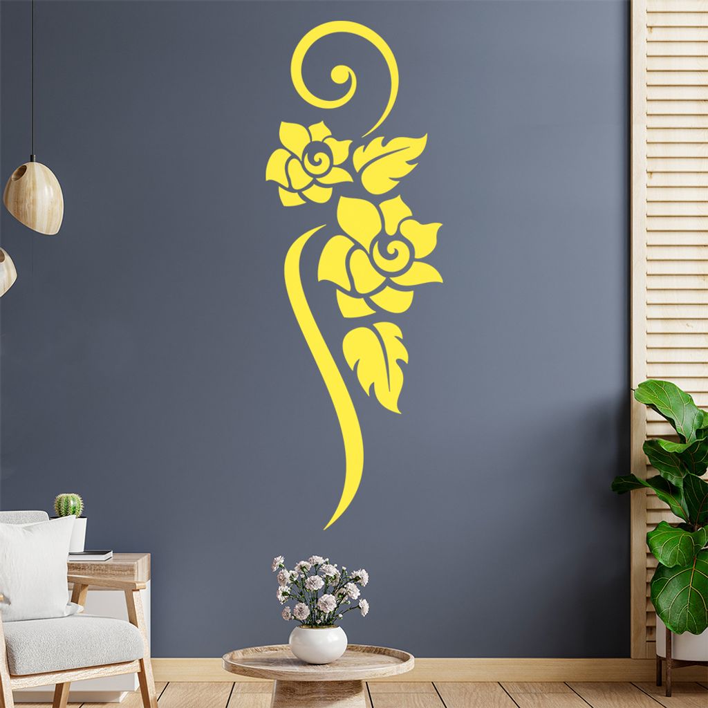 Blume - Linien Wandtattoo in 6 Größen - Wandaufkleber Wall Sticker - Dekoration, Küche, Wohnzimmer, Schlafzimmer, Badezimmer