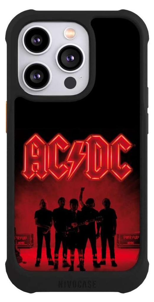 NIVOCASE Hülle für Apple iPhone 14 Pro Stoßfeste Handyhülle NIVOmax Case Schwarz ACDC Band Offizielles Lizenzprodukt