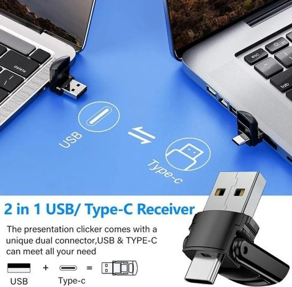 Télécommande PPT pour Mac et ordinateur portable avec connecteur mixte