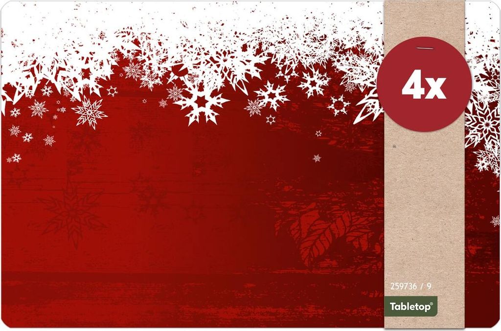 Abwaschbare Tischsets 4er Set Weihnachten Schnee
