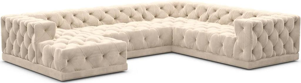 Samtstoff U-Form XXL Wohnlandschaft Meliva Creme Links