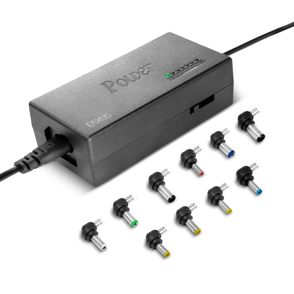Eaxus Universal Netzteil - Ladekabel für Laptop/Notebook & Weitere Geräte - 12-24 Volt, 96 Watt, mit 10 Aufsätzen