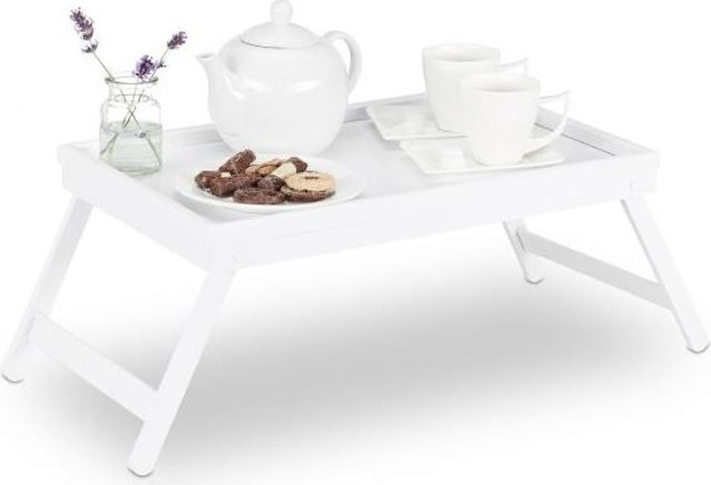 Betttablett Bambus weiß