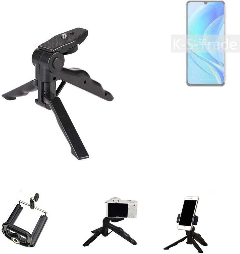 K-S-Trade Stativ Tisch-Ständer Dreibein Handy-Stativ Ständer kompatibel mit Huawei nova Y70 Mini-Stativ Smartphone Tripod Handy-Stativ aus Plastik