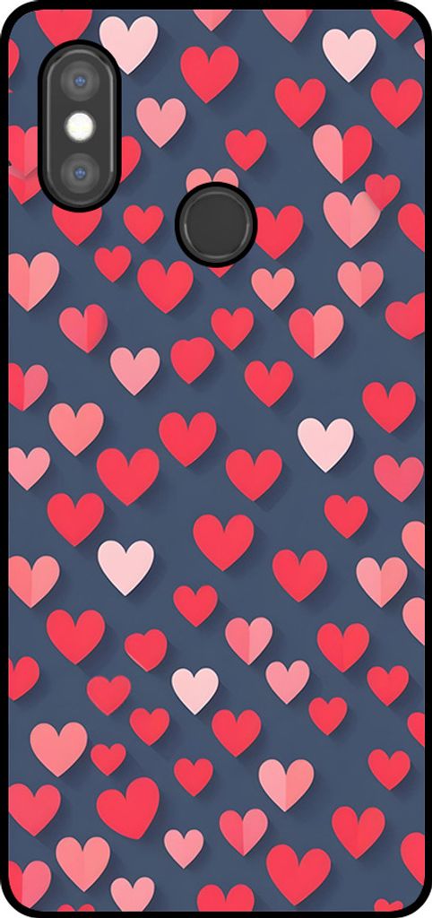 Smartphonica Telefon Fall passt Xiaomi Mi 8 SE mit rosa und roten Herzen Impressum - TPU Backcover Fall mit rosa und roten Herzen Design