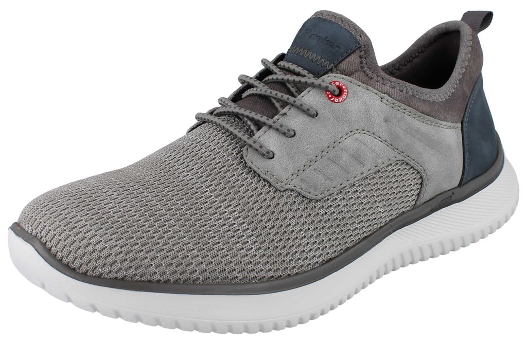 RIEKER Herren  Slipper grau blau Mesh Kunstleder - Größe: Produktbild 