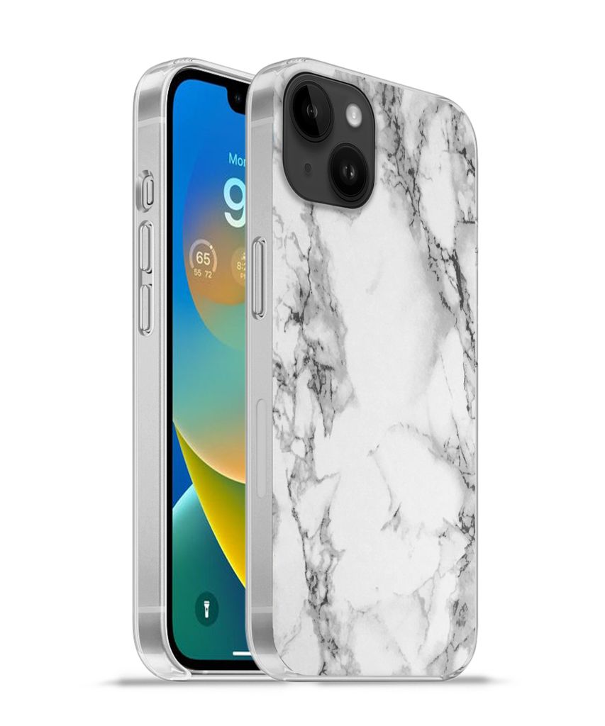 MuchoWow Handyhülle Schutzhülle Hülle für Apple iPhone 14 Plus - Soft case Marmor - Stein - Weiß - Grau - Schwarz - Marmoroptik Silikon Soft...