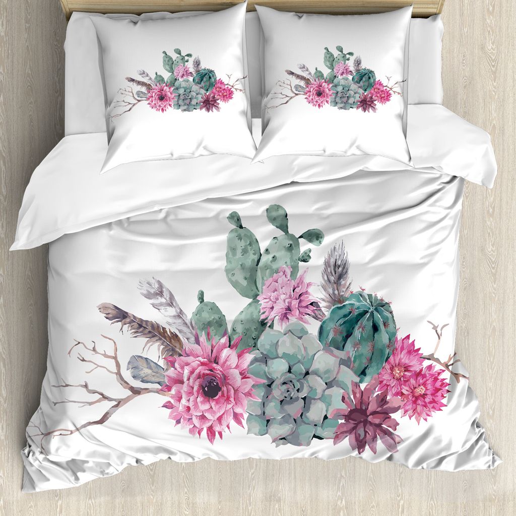 ABAKUHAUS Saftig Bettbezugs Set Für Doppelbetten, Ethnische Hipster-Elemente, Milbensicher Allergiker geeignet mit Kissenbezügen, Salbeigrün Hel...