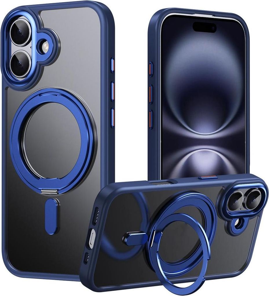 Mobigear Frosted Mag iPhone 17 MagSafe Hülle Hardcase Backcover mit Ständer - Blau