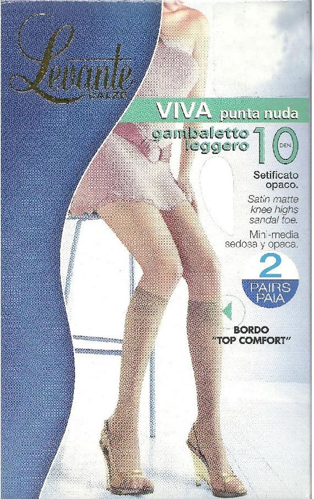 LEVANTE 10 den Damen Kniestrümpfe, 2er Pack, nackte Zehenpartie, oberer Komfortrand, Art. VIVA 10 KNEE-HIGH, UNICA, Poliammide 86%,Elasthan 14%
