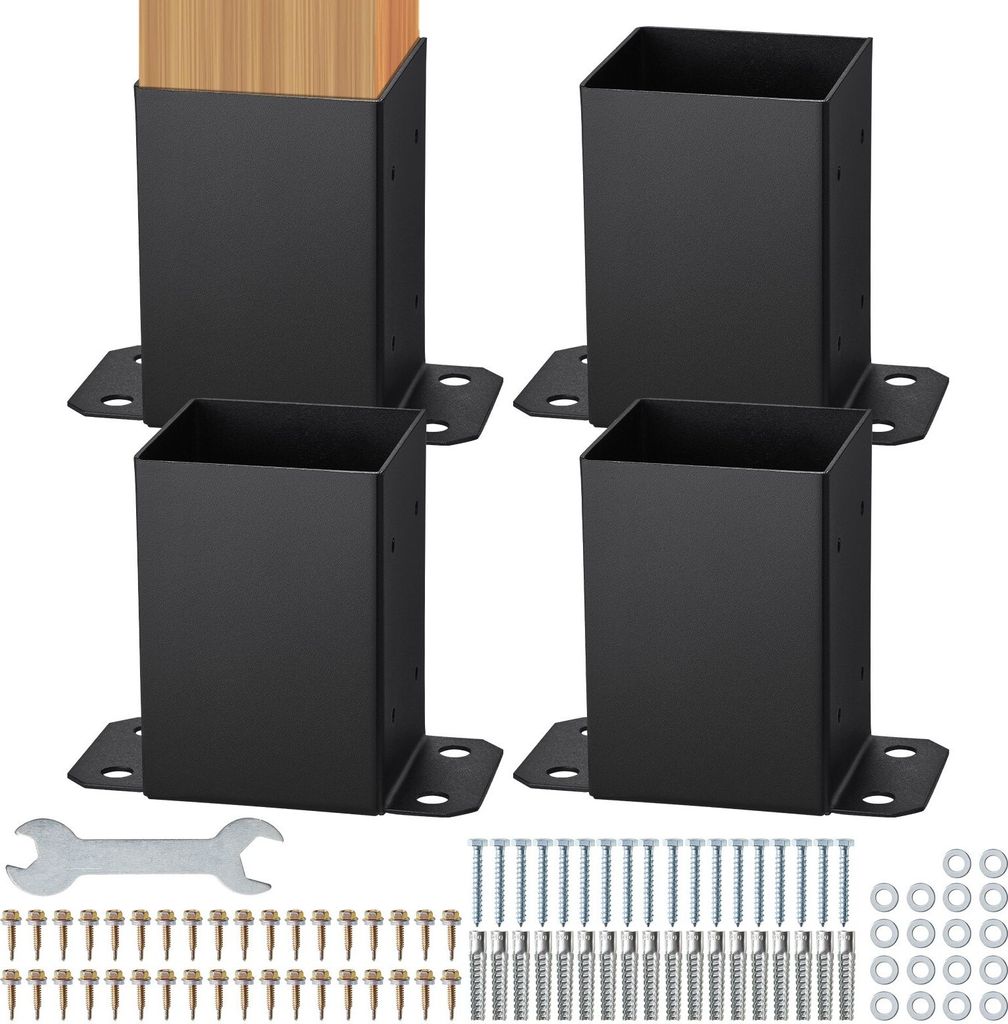 4er-Pack 101,6 x 101,6 Pfostenfußhalterungen, robuste Holzpfosten-Zaunanker