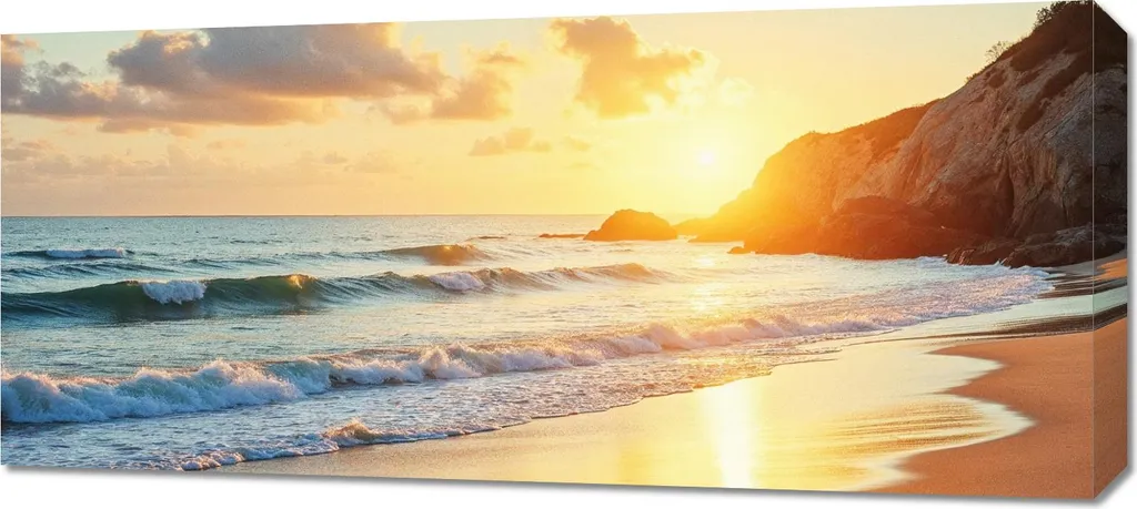 Tableau Panorama Plage 2 sur toile 90x40 cm pour salon et chambre