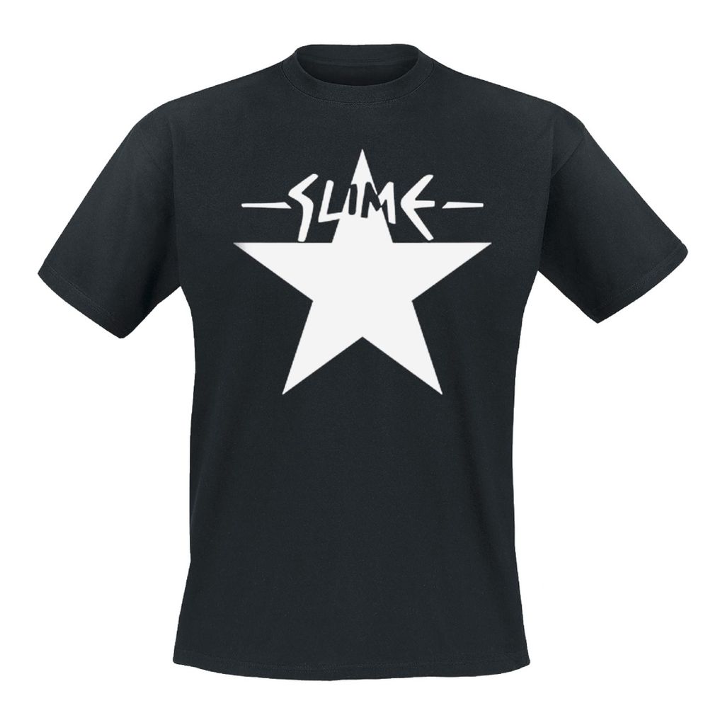T-Shirt, Schwarz, aus 100% Baumwolle, mit großem Slime Stern Frontdruck