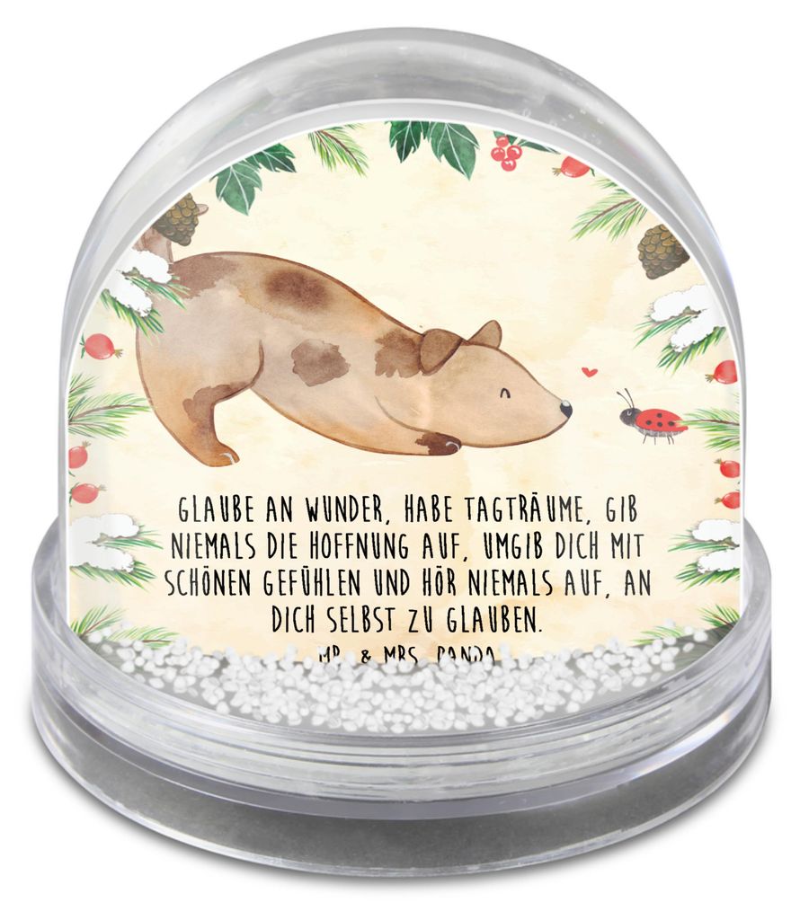 Mr. & Mrs. Panda Schneekugel Weihnachten Hund Marienkäfer - Naturpapier - Geschenk, wohnaccessoire, Mischlinghund, Sprüche, Positiv, schnee kugel...