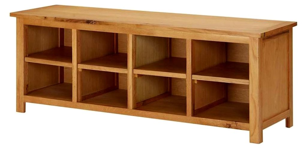Massives Eichenholz Schuhregal mit Sitzbank und Ablagefläche 114x37x45cm