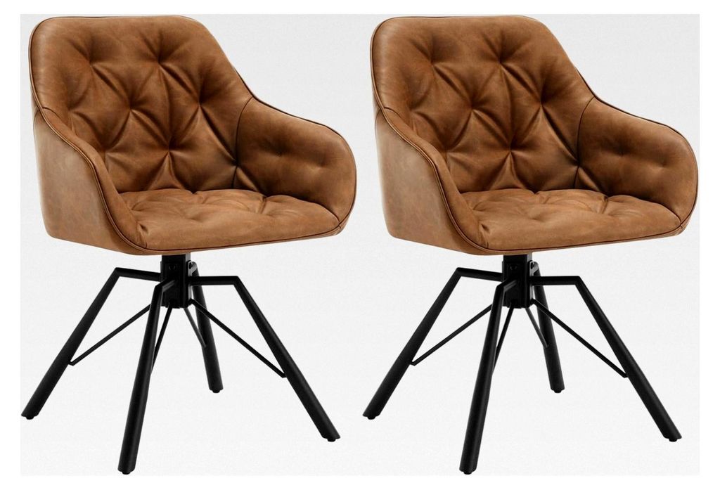 Drehbare Esszimmerstühle 2er Set, Armlehnstuhl 360° drehbar, Essstuhl, Küchenstuhl, Polsterstuhl, für Esszimmer, Wohnzimmer mit Metallbeinen un...