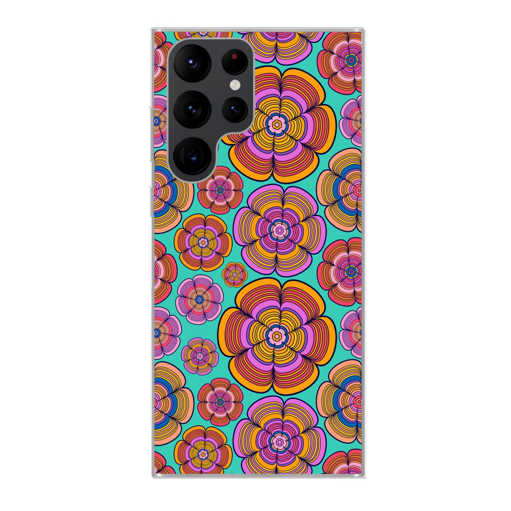 MuchoWow Handyhülle Schutzhülle Hülle für Samsung Galaxy S22 Ultra Design - Flower Power - Farben Silikon Softcase Handy Hülle - Abbildung