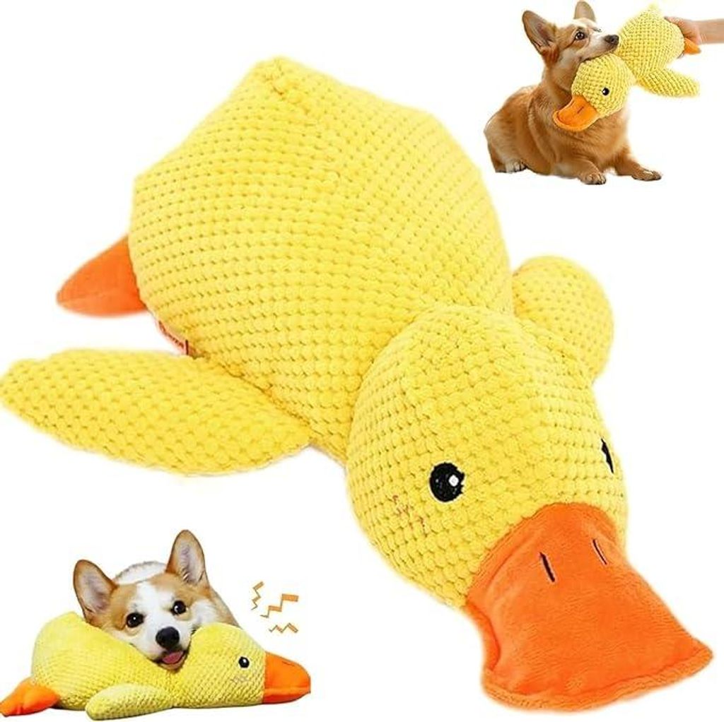 Robustes Hundespielzeug aus Plüsch mit Squeaker, bissfest & langlebig, interaktives Welpenspielzeug zur Zahnpflege, waschbar, 32×28 cm