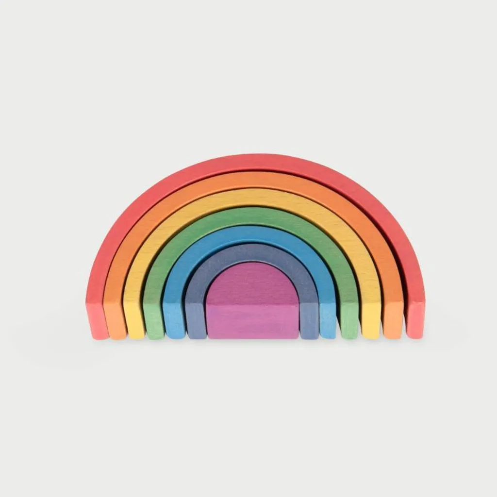 TickiT Bois Arc-en-ciel : Set de 7 Jouets Éducatifs en Bois Naturel