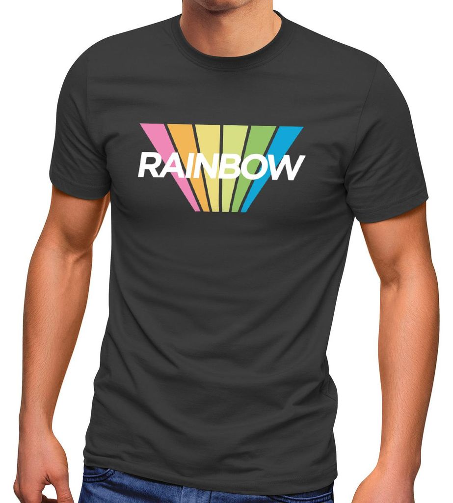 Herren T-Shirt Aufdruck Schriftzug Rainbow Regenbogen Sommer Fashion Streetstyle Neverless dunkelgrau 4XL