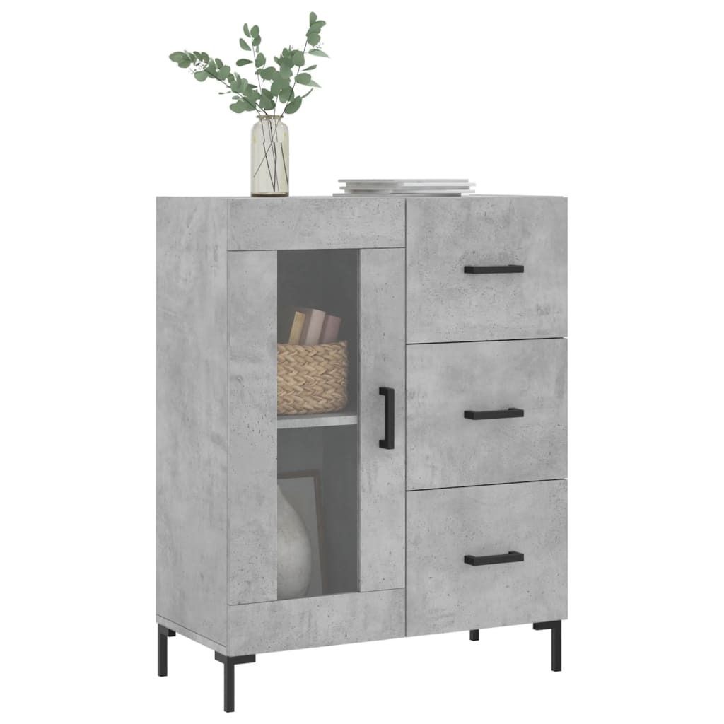 Möbel Sideboard - praktischem Design - Wohnzimmerschrank - Kommde für Flur - Betongrau 69,5x34x90 cm Holzwerkstoff Top8675541