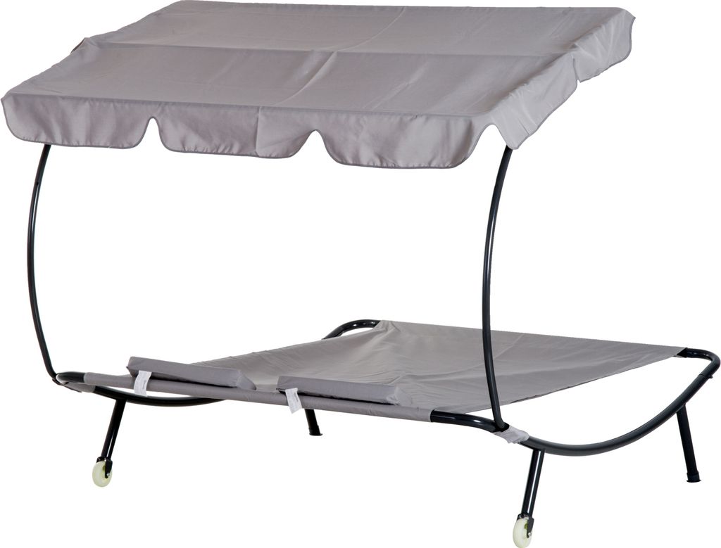 Outsunny Doppelliege Sonnenliege Relaxliege rollbar mit Produktbild 9