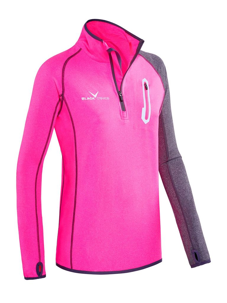 BLACK CREVICE - Damen Microfleece Funktionsshirt I Midlayer I Second Layer | Farbe: Pink/Grau | Gr: 40