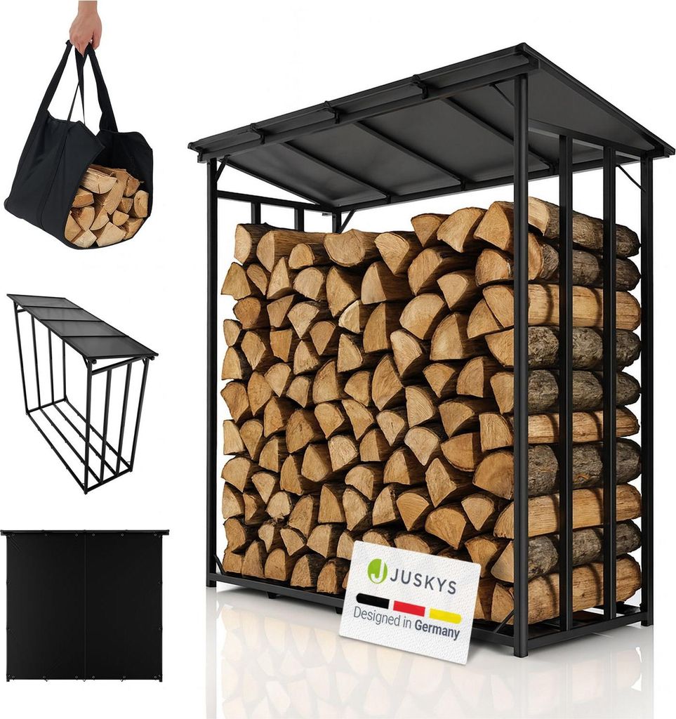Juskys Kaminholzregal mit Dach 185x70x185 cm, 2,4 m³, Produktbild 