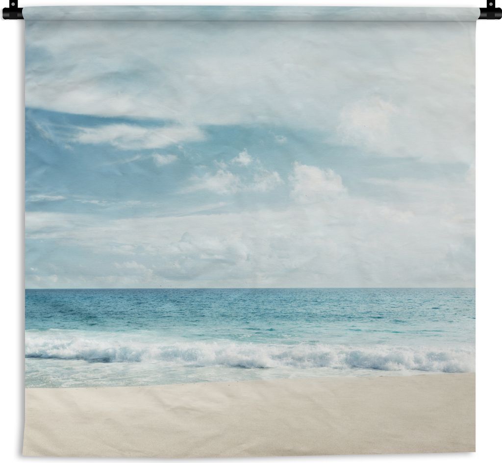 MuchoWow Wandteppich Wandbehang Strand - Meer - Sommer 120x120 cm Tapisserie Dekoration Wandtuch - Modern - Baumwollgewebe