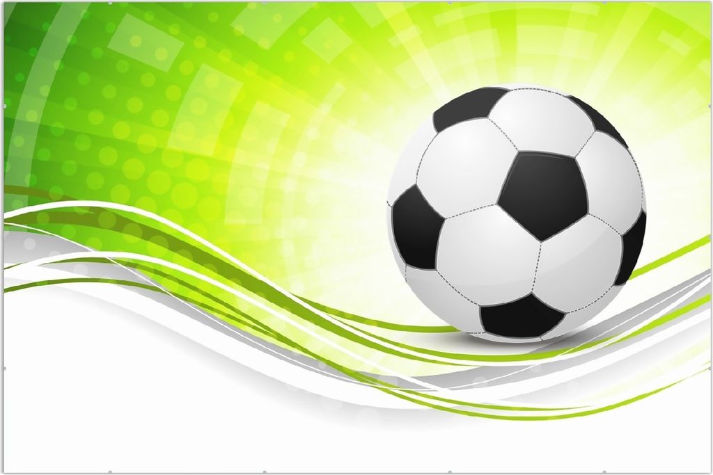 Wallario Wandbild Fußball - grün weiße Wellen Muster, Größe: 61 x 91,5 cm, Poster mit rahmenlosen Bildhalter