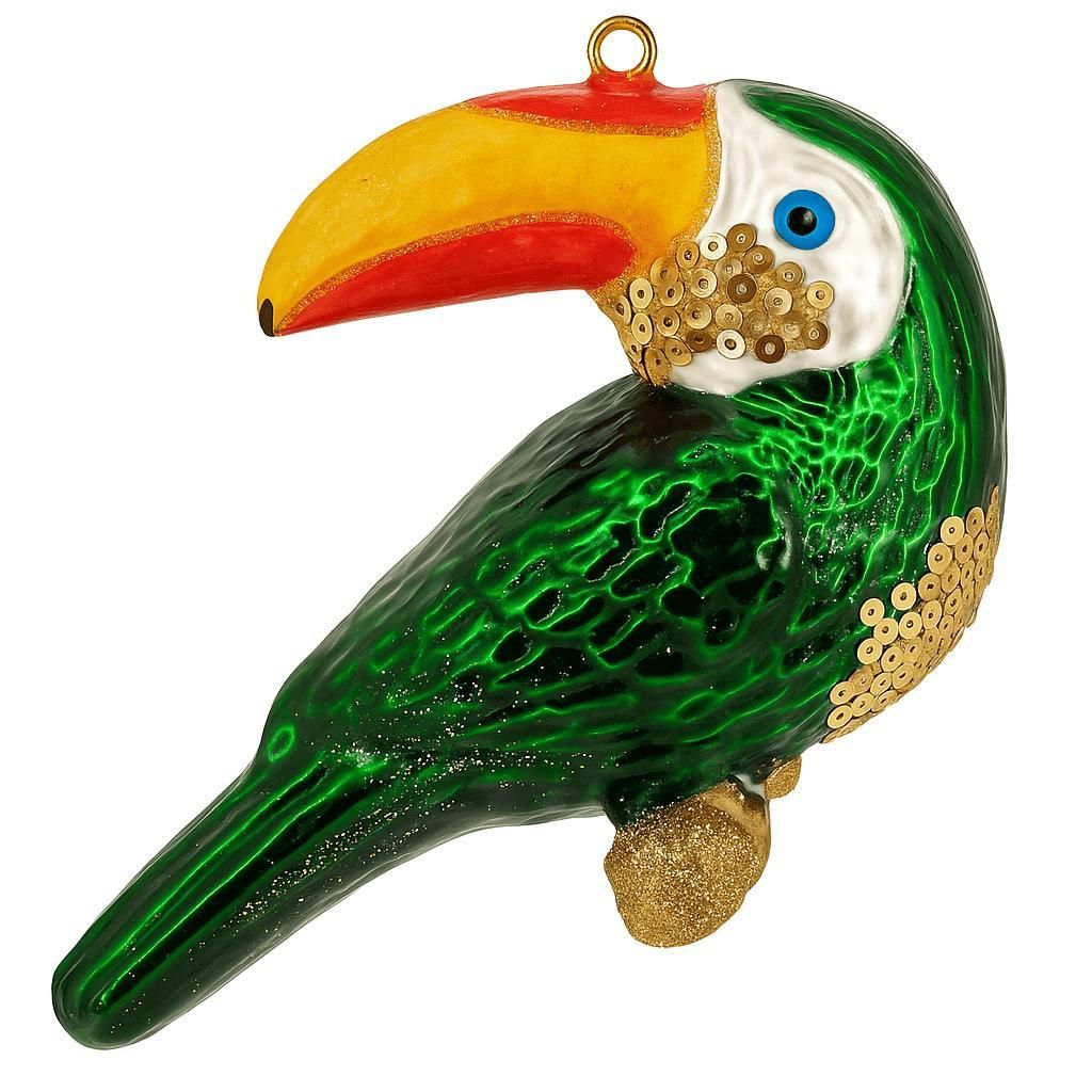 Weihnachtskugeln Glas Christbaumschmuck Christbaumkugeln Vogel Tukan Grün