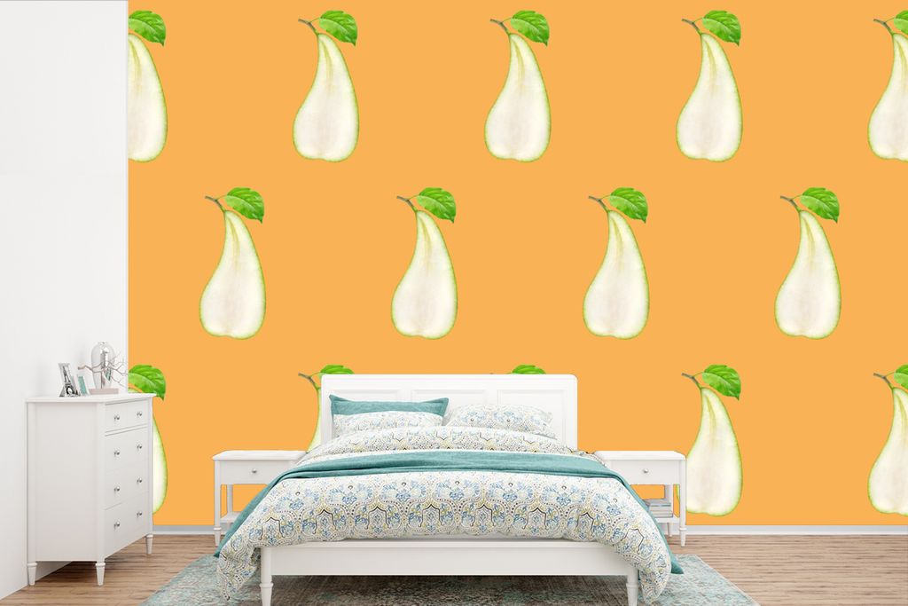 MuchoWow Fototapete für Wohnzimmer oder Schlafzimmer Wandtapete Vinyl Motivtapete Birne - Farben - Muster - 390x260 cm - Papiertapete
