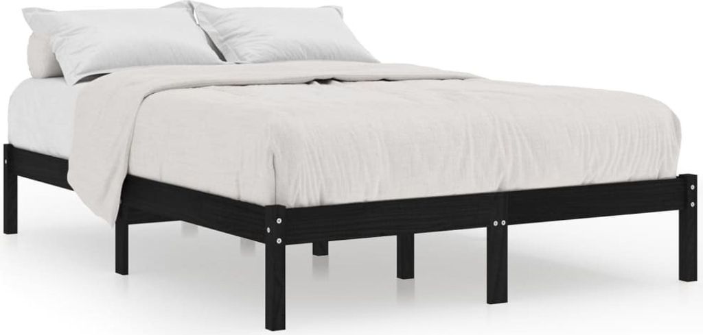 Massivholzbett Schwarz 135x190 cm