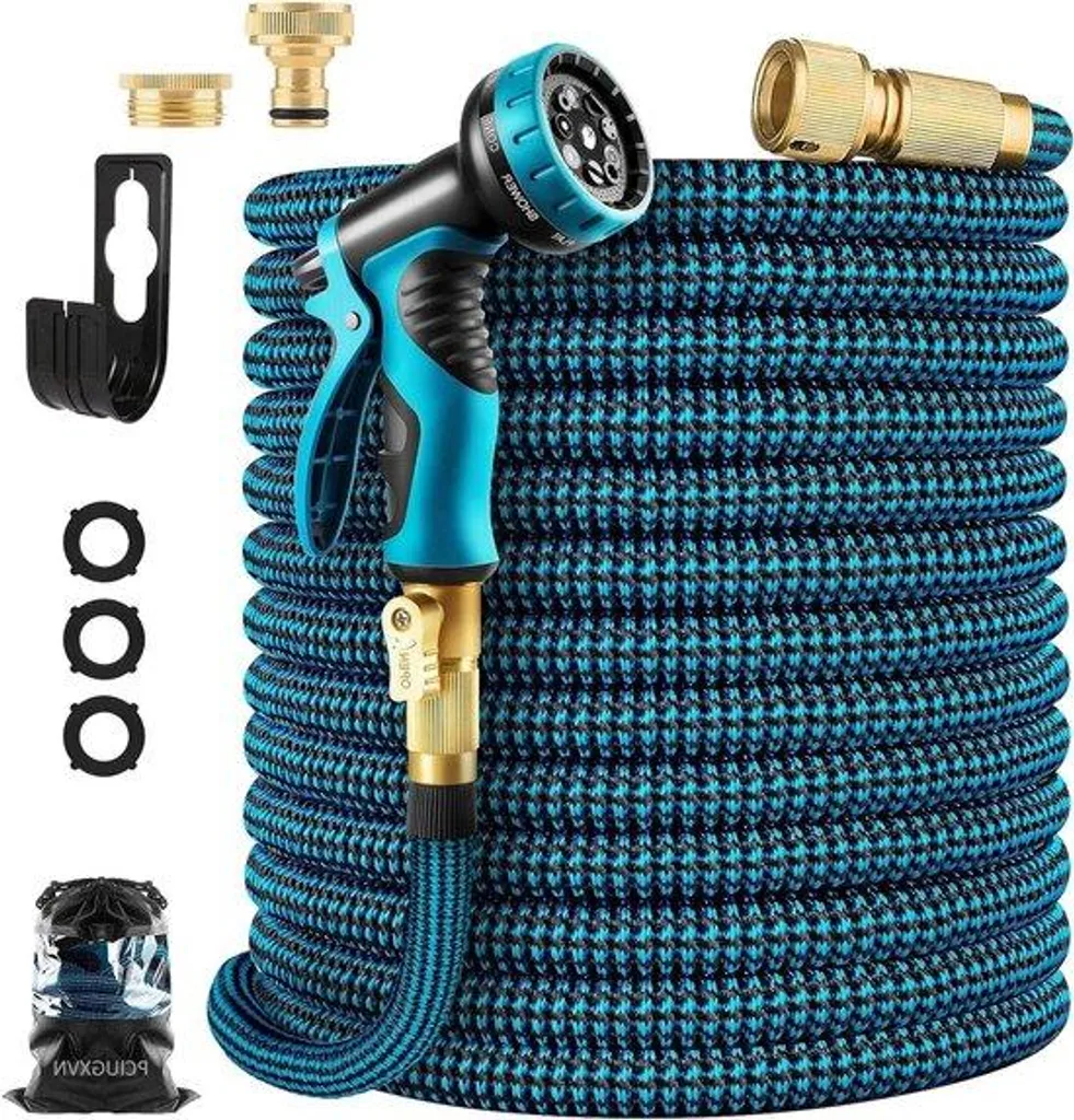 Tuyau d'arrosage extensible 45m avec pistolet multifonction 10 jets